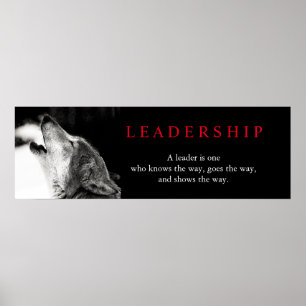 Black White Motivatie Leadership Wolf Poster