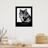 Black White Motivational Courage Wolf Poster Impri (Cuisine)