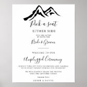 Black White Mountain Bruiloft Unplugged Ceremony Poster (Voorkant)