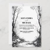 Black White Mountain Forest bruiloft Kaart (Voorkant)