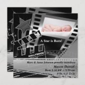 Black White Movie Star est né Faire-part de naissa (Devant / Derrière)