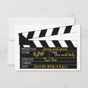 Black White Movie Theme Weddenschap RSVP-kaarten RSVP Kaartje