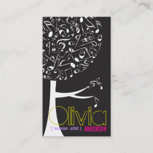 Black White Music Musical Notes Song Sing Pop Tree Visitekaartje