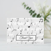 Black White Music Note Pattern Theme Musicus Bedankkaart (Staand voorkant)