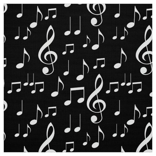 Black white music notes tissu motif (Échantillon)