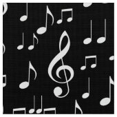 Black white music notes tissu motif (Fermer)