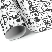 Black White Musical Notes Gift Wrap Cadeaupapier (Rol Hoek)