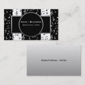 Black & White Musical Stripes Carte de visite 4 (Devant / Derrière)