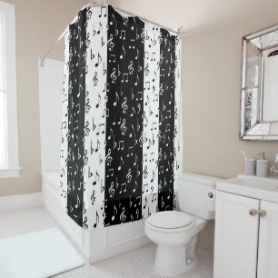 Black & White Musical Stripes Douche rideau