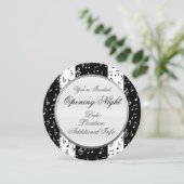 Black & White Musical Stripes Round Invitation 2 (Debout devant)