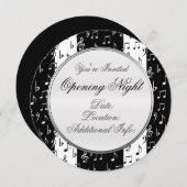 Black & White Musical Stripes Round Invitation 2 (Devant / Derrière)
