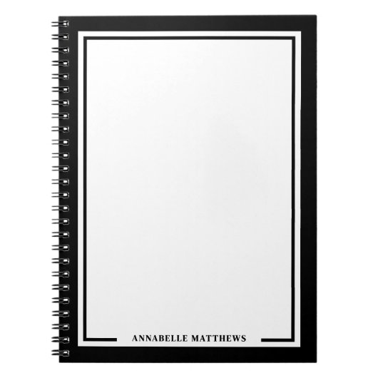 Black White Name Monogram Notitieboek (Voorkant)