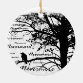 Black & White Nevermore Raven Silhouette Keramisch Ornament (Achterkant)
