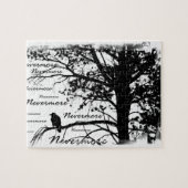 Black & White Nevermore Raven Silhouette Legpuzzel (Horizontaal)