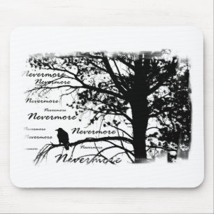 Black & White Nevermore Silhouette Raven Muismat