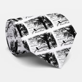 Black & White Nevermore Silhouette Raven Stropdas (Opgerold)