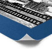Black White New York City Blue Border Poster (Coin)