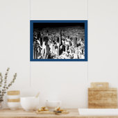 Black White New York City Blue Border Poster (Cuisine)