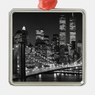 Black & White New York City Metalen Ornament