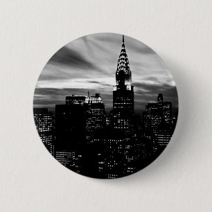 Black & White New York City Midtown Ronde Button 5,7 Cm