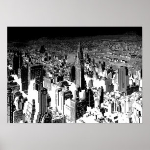 Black White New York City Panorama Poster
