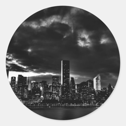 Black & White New York City Ronde Sticker (Voorkant)