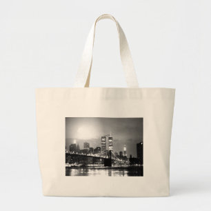 Black & White New York City 's nachts Grote Tote Bag