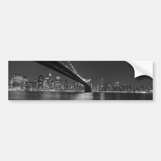 Black White New York City Skyline Bumpersticker (Voorkant)