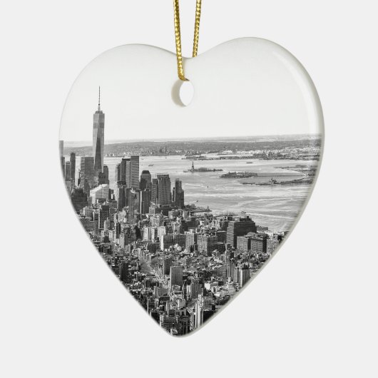 Black White New York City Skyline Keramisch Ornament (Links)