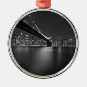 Black White New York City Skyline Metalen Ornament
