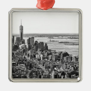 Black White New York City Skyline Metalen Ornament