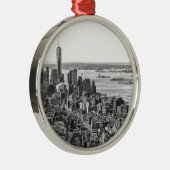 Black White New York City Skyline Metalen Ornament (Rechts)