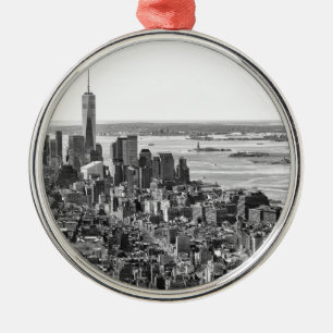 Black White New York City Skyline Metalen Ornament