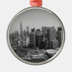 Black White New York City Skyline Metalen Ornament