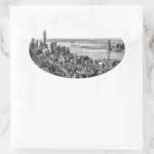 Black White New York City Skyline Ovale Sticker (Tas)