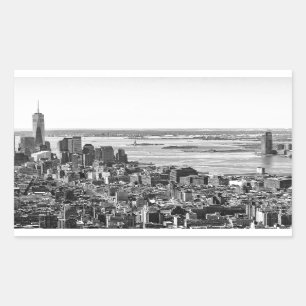 Black White New York City Skyline Rechthoekige Sticker