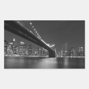 Black White New York City Skyline Rechthoekige Sticker