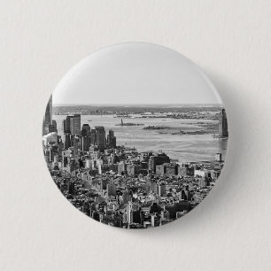 Black White New York City Skyline Ronde Button 5,7 Cm