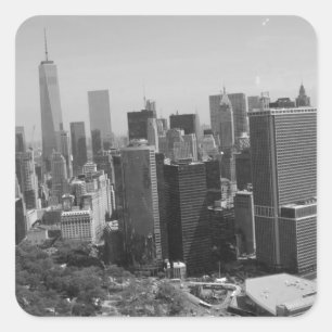 Black White New York City Skyline Vierkante Sticker