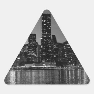 Black White New York City Skyscapers Silhouette Driehoek Sticker