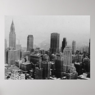 Black White New York Manhattan Panorama Poster