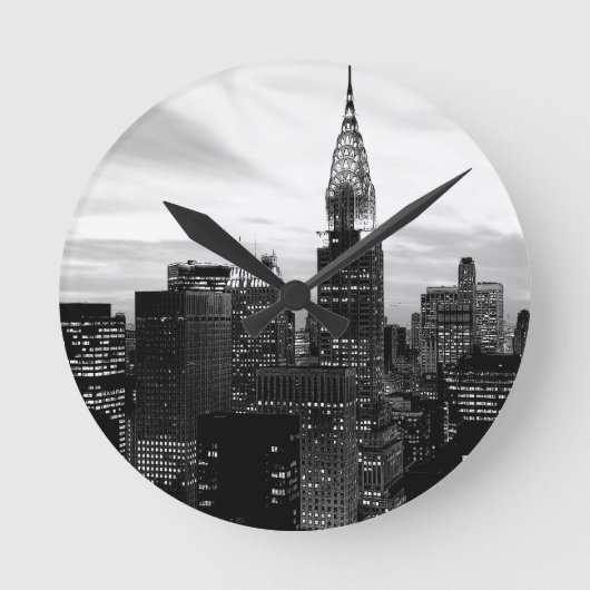 Black & White New York Ronde Klok (Voorkant)
