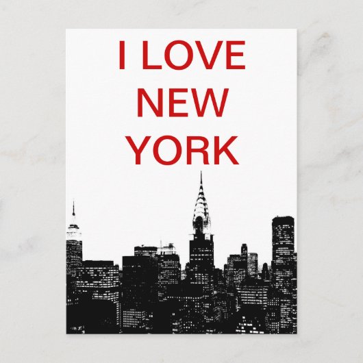 Black & White New York Silhouette Briefkaart (Voorkant)