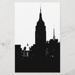 Black White New York Silhouette Briefpapier