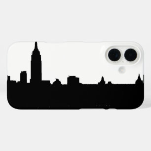 Black & White New York Silhouette iPhone 16 Hoesje