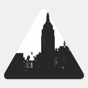 Black White New York Silhouette Driehoek Sticker