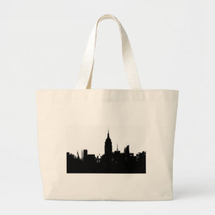 Black White New York Silhouette Grote Tote Bag