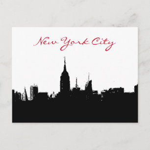 Black White New York Skyline Silhouette Briefkaart