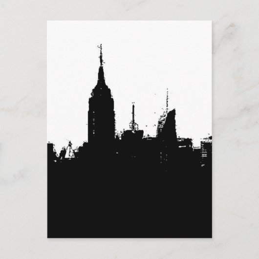 Black White New York Skyline Silhouette Post Kaart (Voorkant)