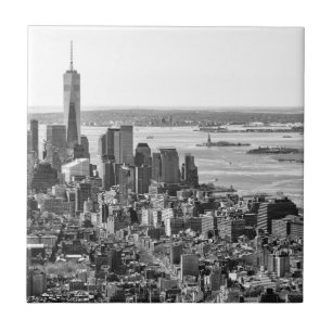 Black White New York Skyline Travel Photograpy Tegeltje